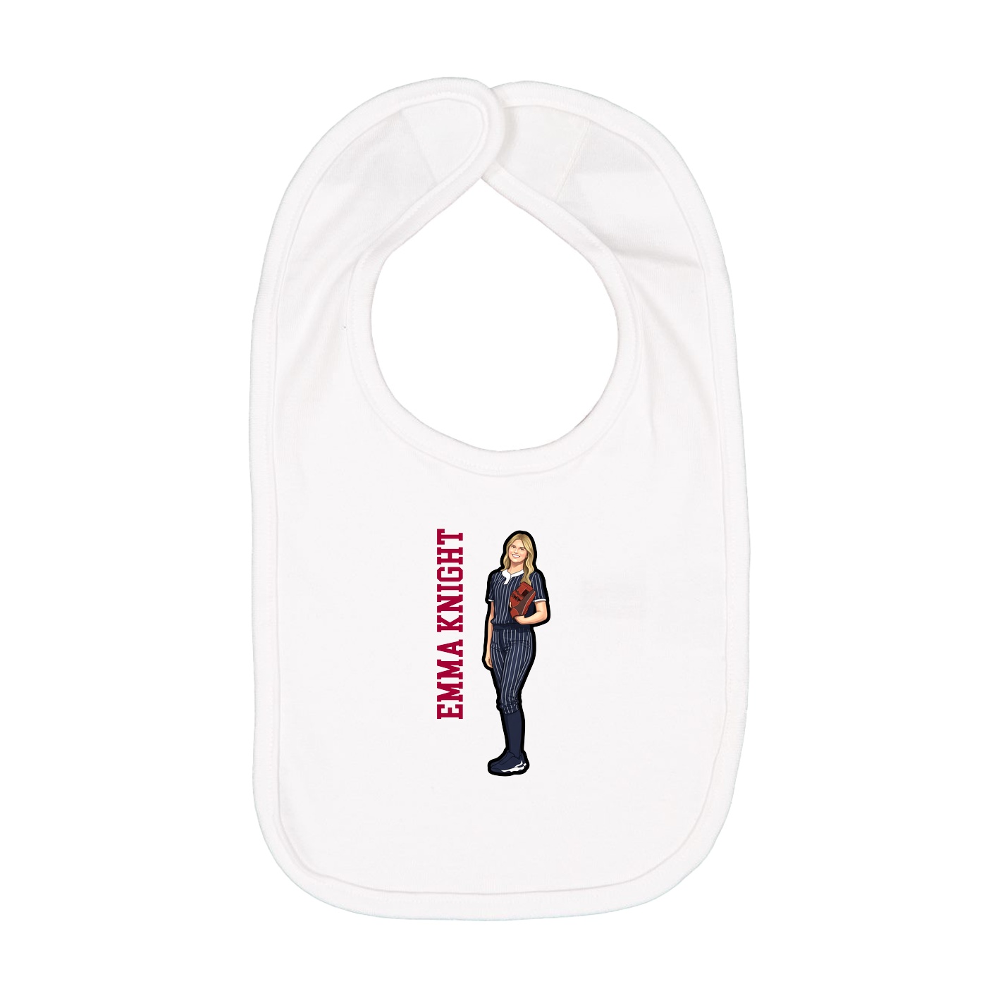 Infant Bib — Name Vertical in White