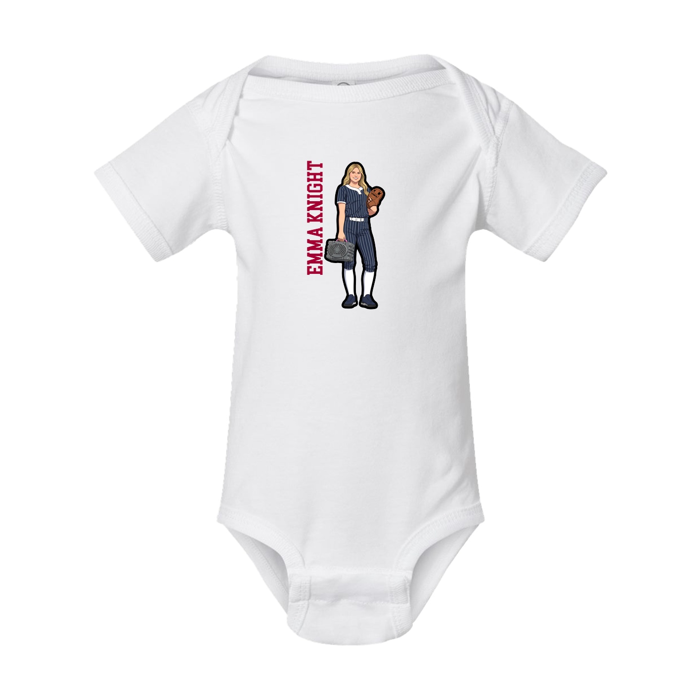 Baby Onesie — Name Vertical in White