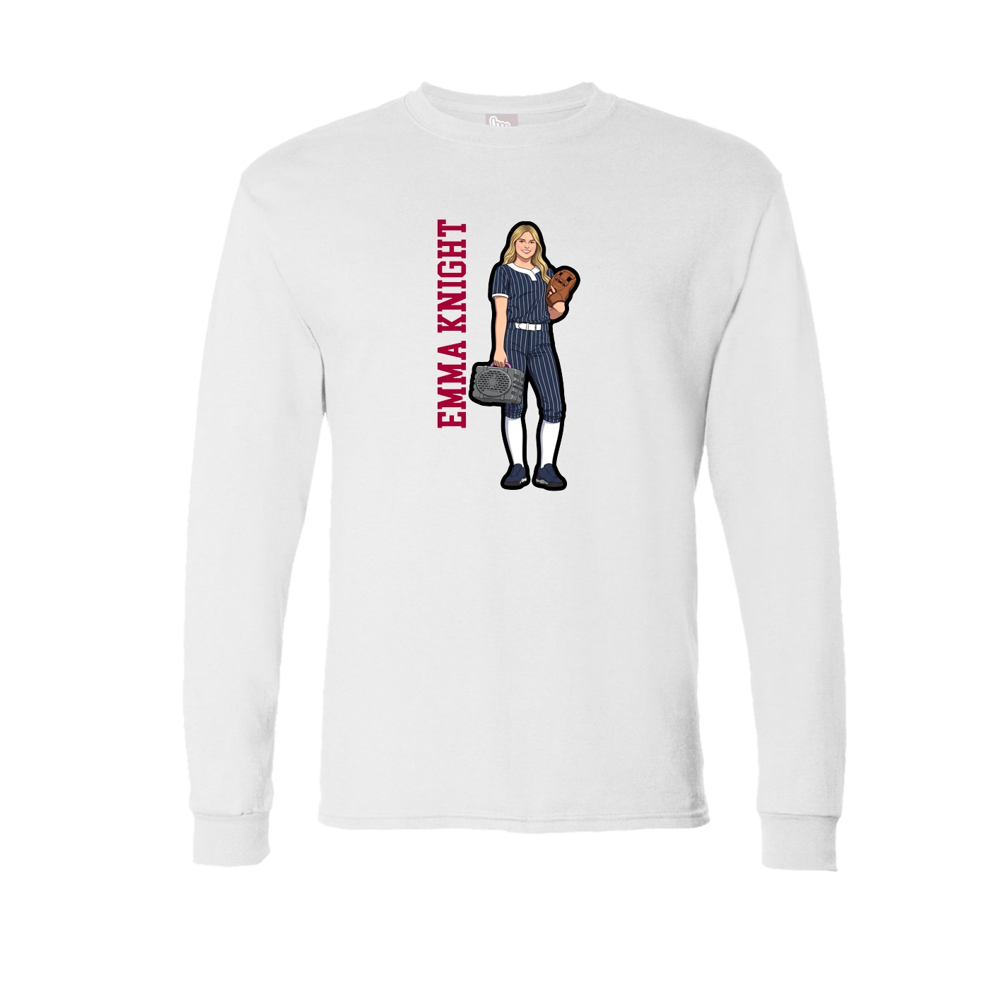 Long Sleeve Tee — Name Vertical in White