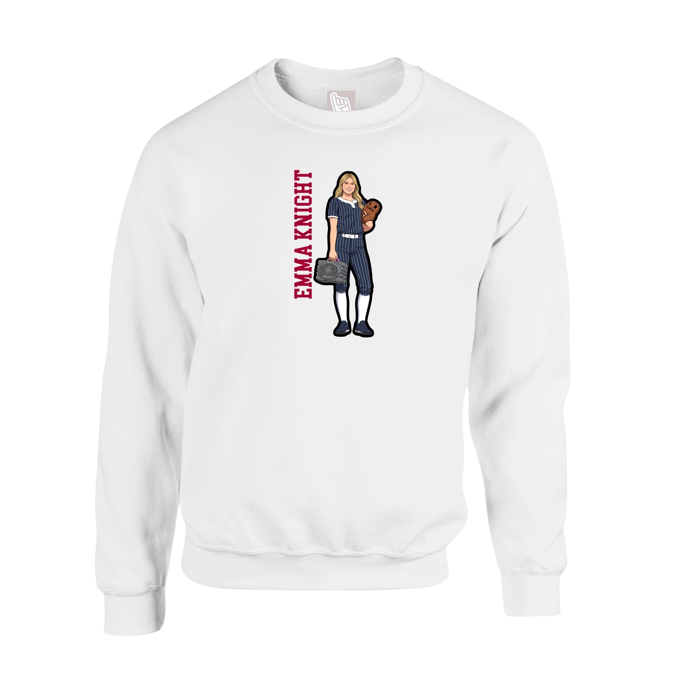 Fleece Crew — Name Vertical in White