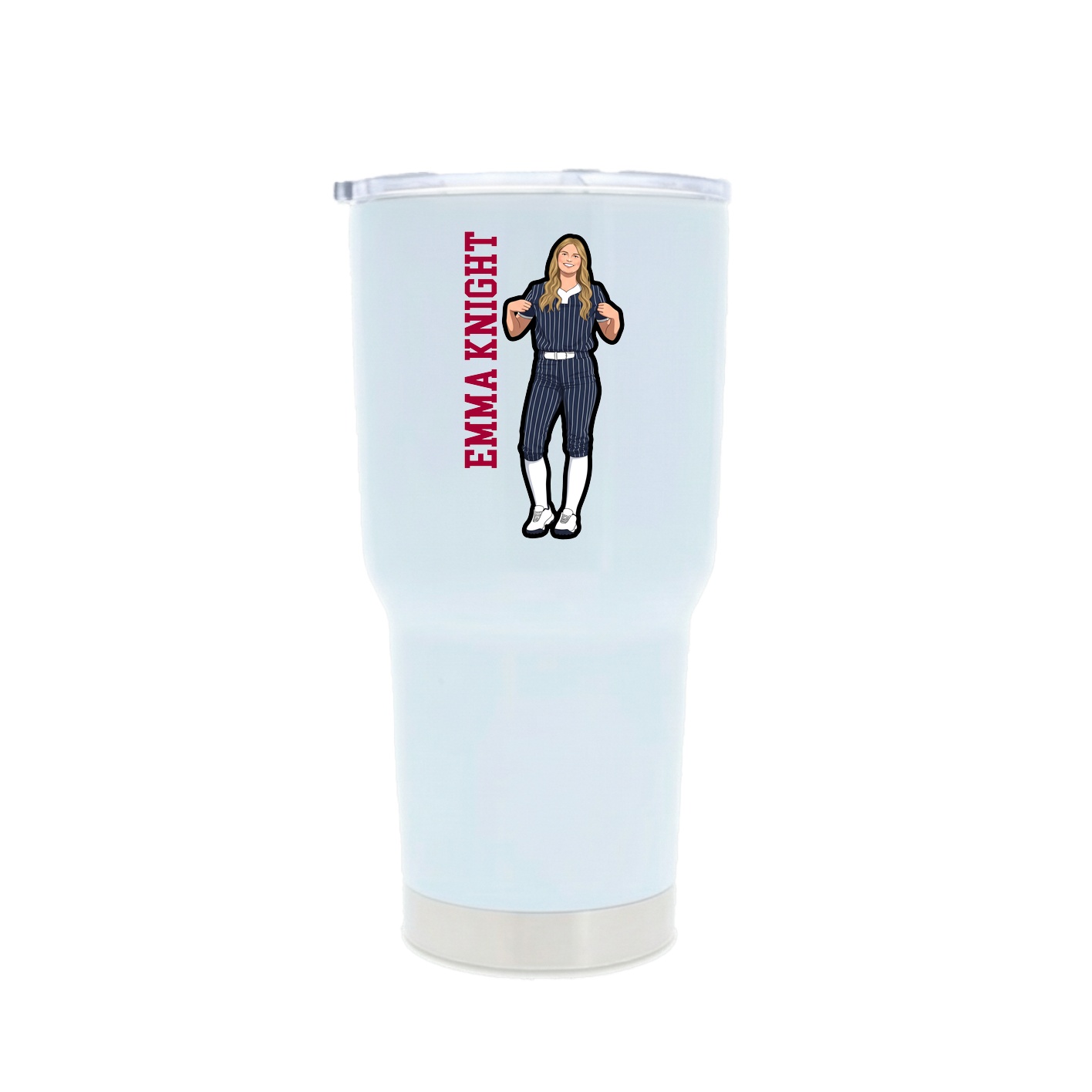 30oz Stainless Steel Tumbler — Name Vertical in White