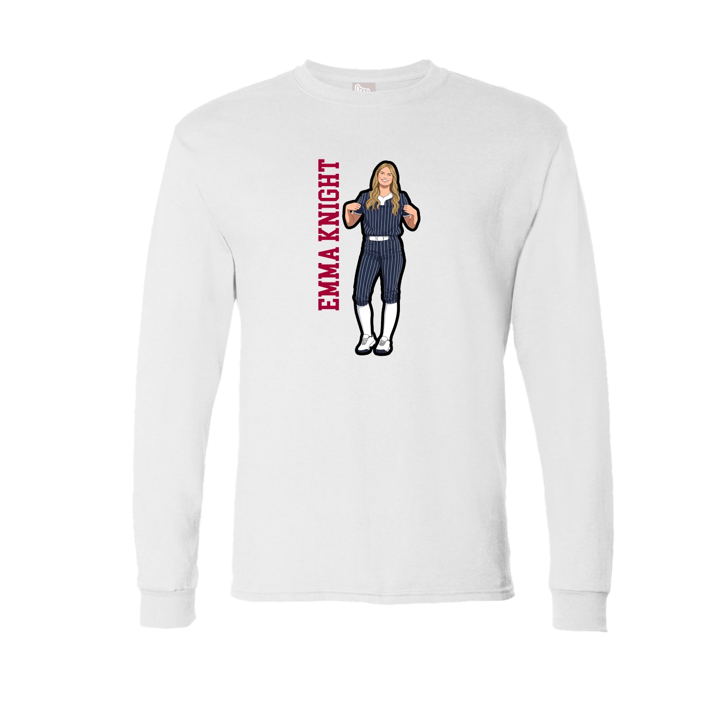 Long Sleeve Tee — Name Vertical in White