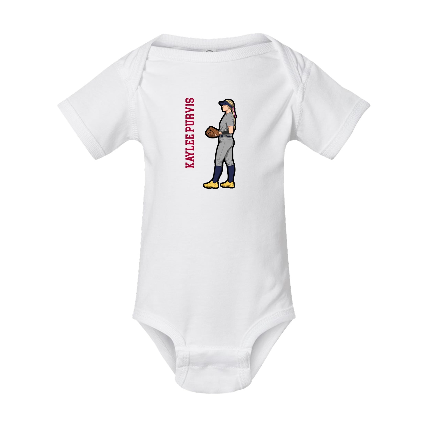 Baby Onesie — Name Vertical in White