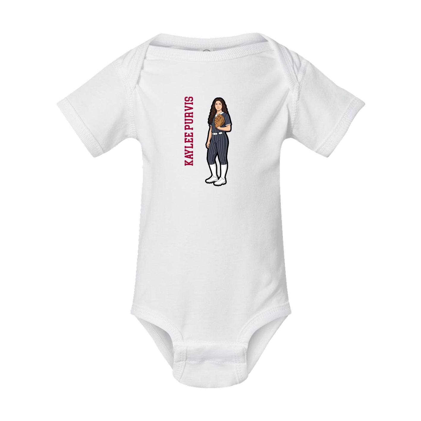 Baby Onesie — Name Vertical in White