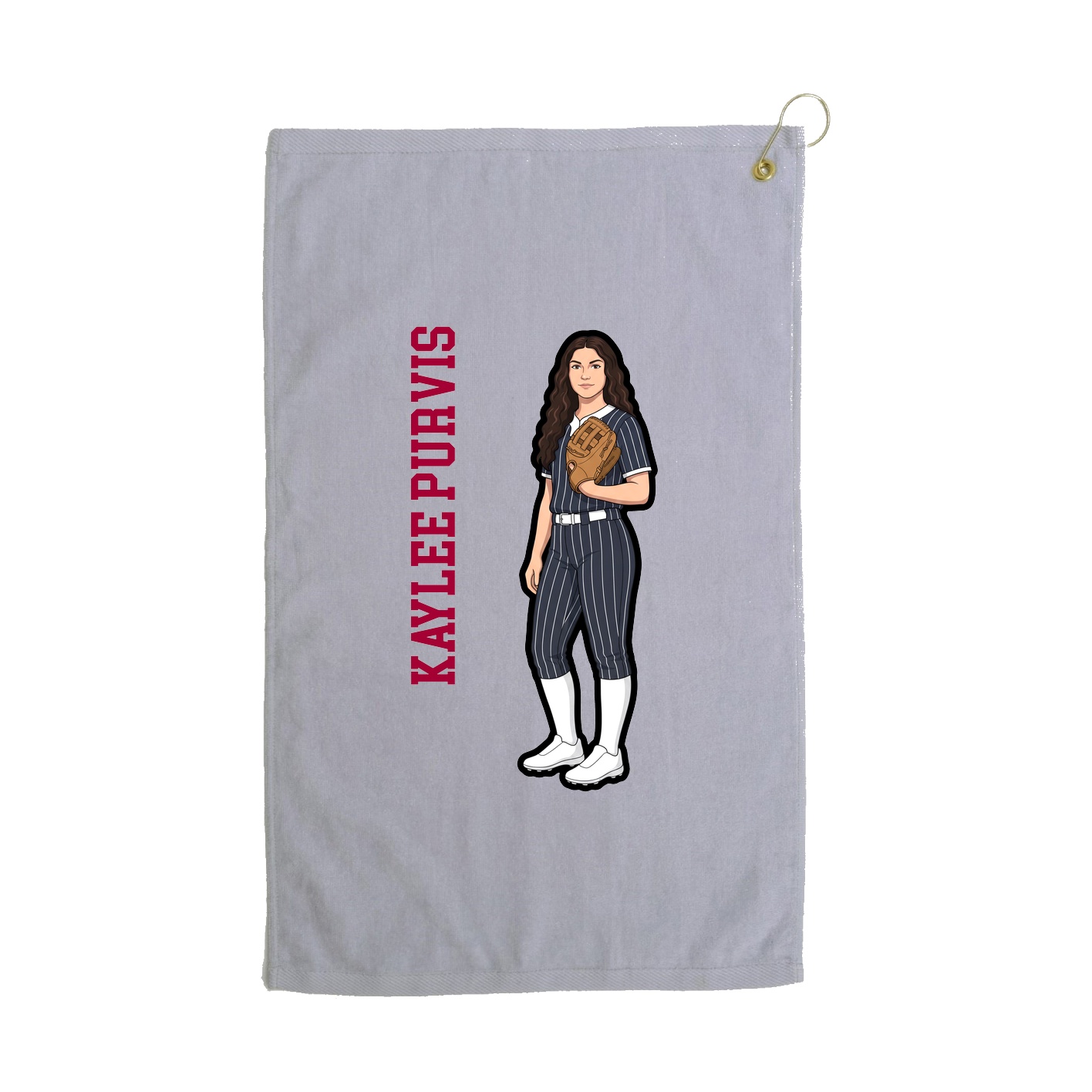 Golf Towel — Name Vertical in Grey