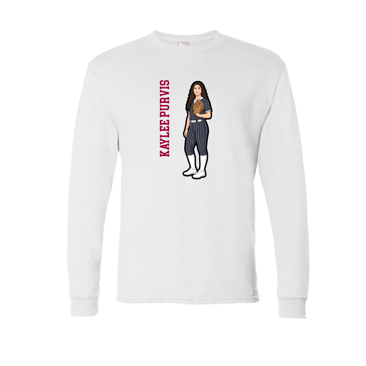 Long Sleeve Tee — Name Vertical in White