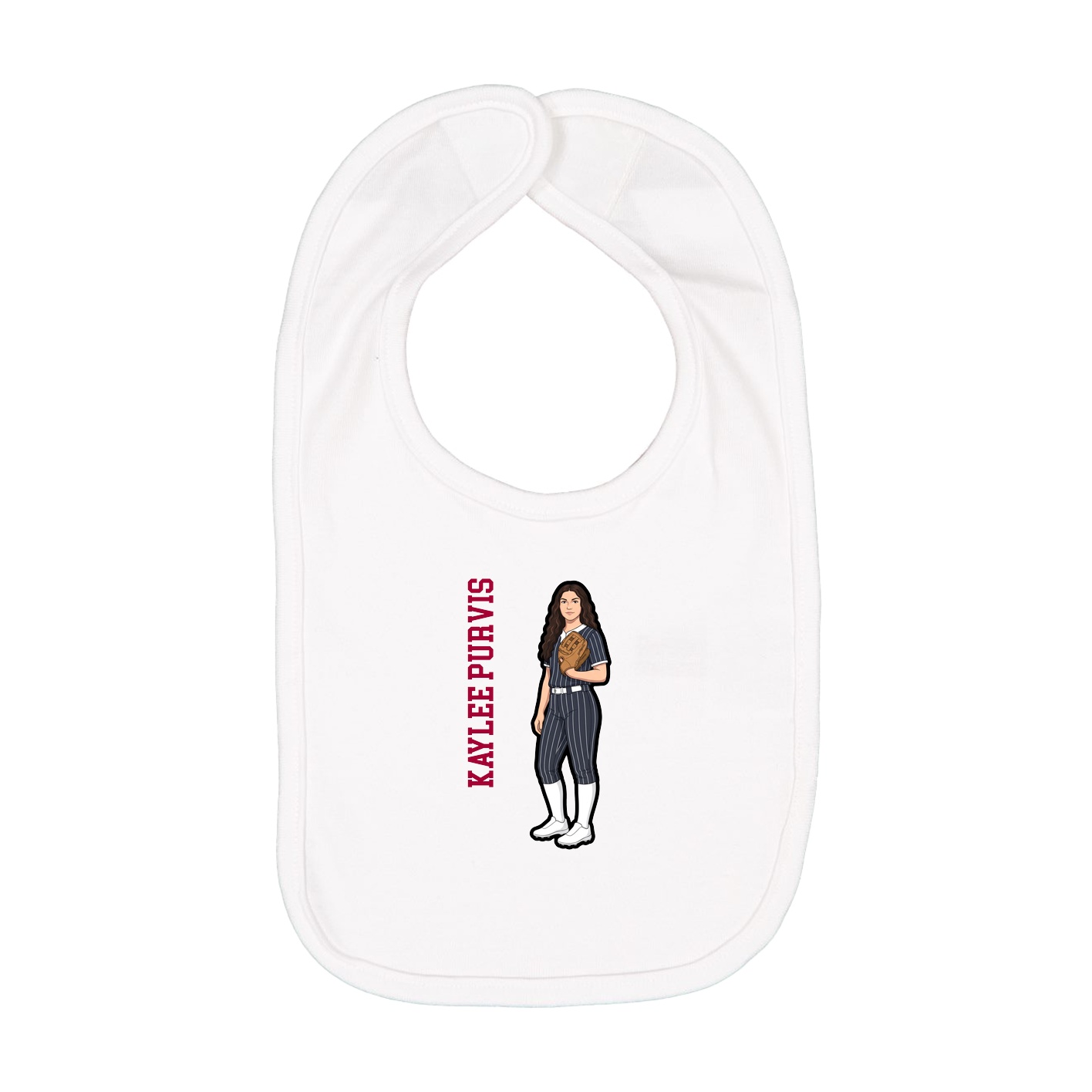 Infant Bib — Name Vertical in White