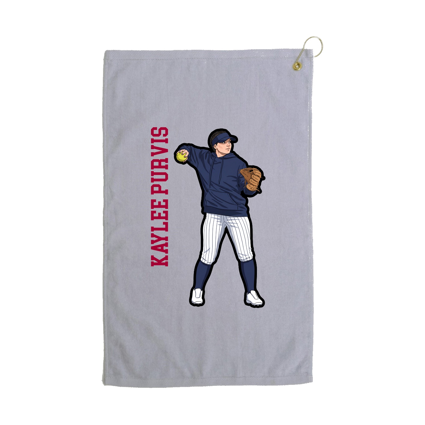 Golf Towel — Name Vertical in Grey