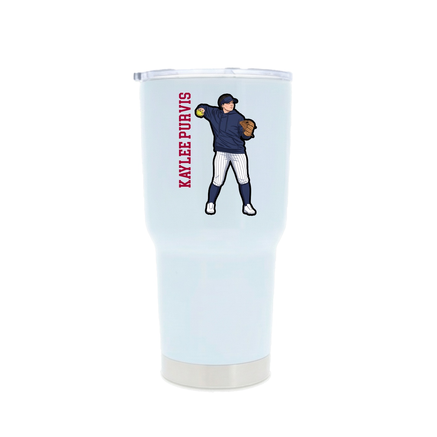 30oz Stainless Steel Tumbler — Name Vertical in White