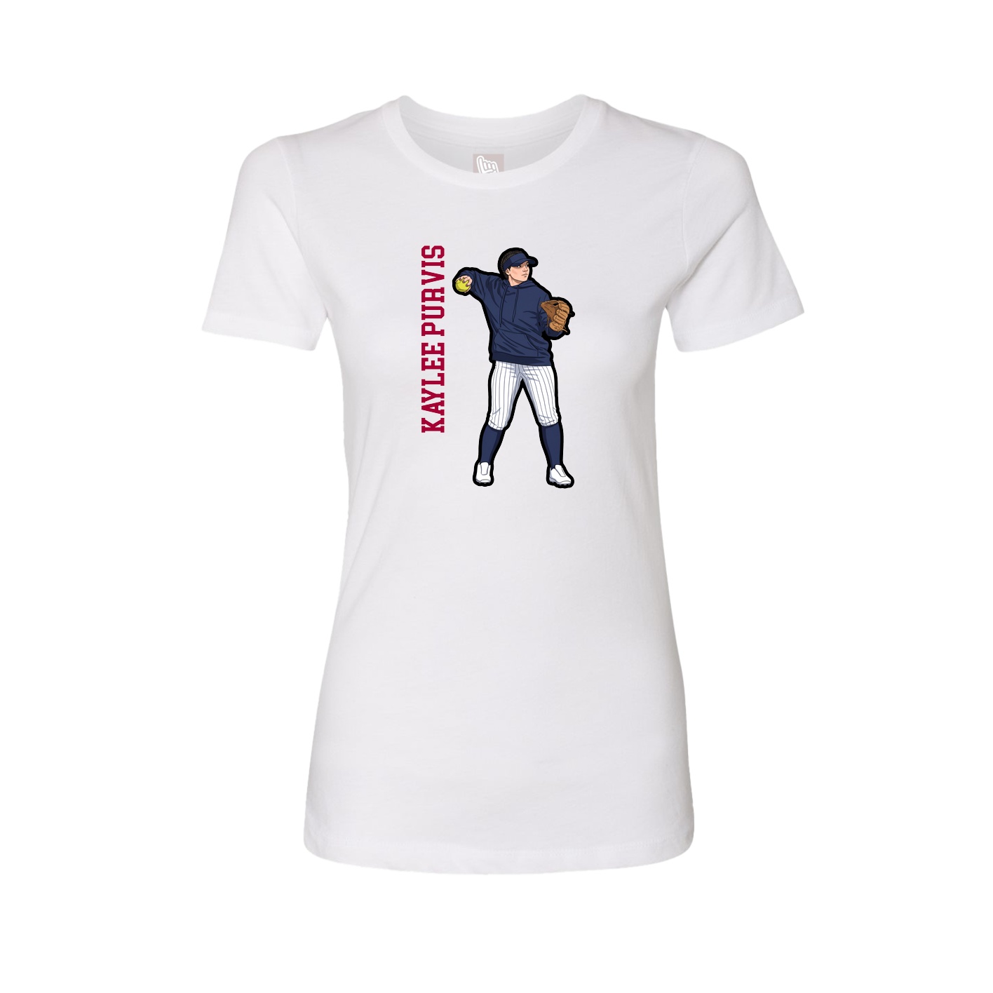Fitted Women's Tee — Name Vertical in White