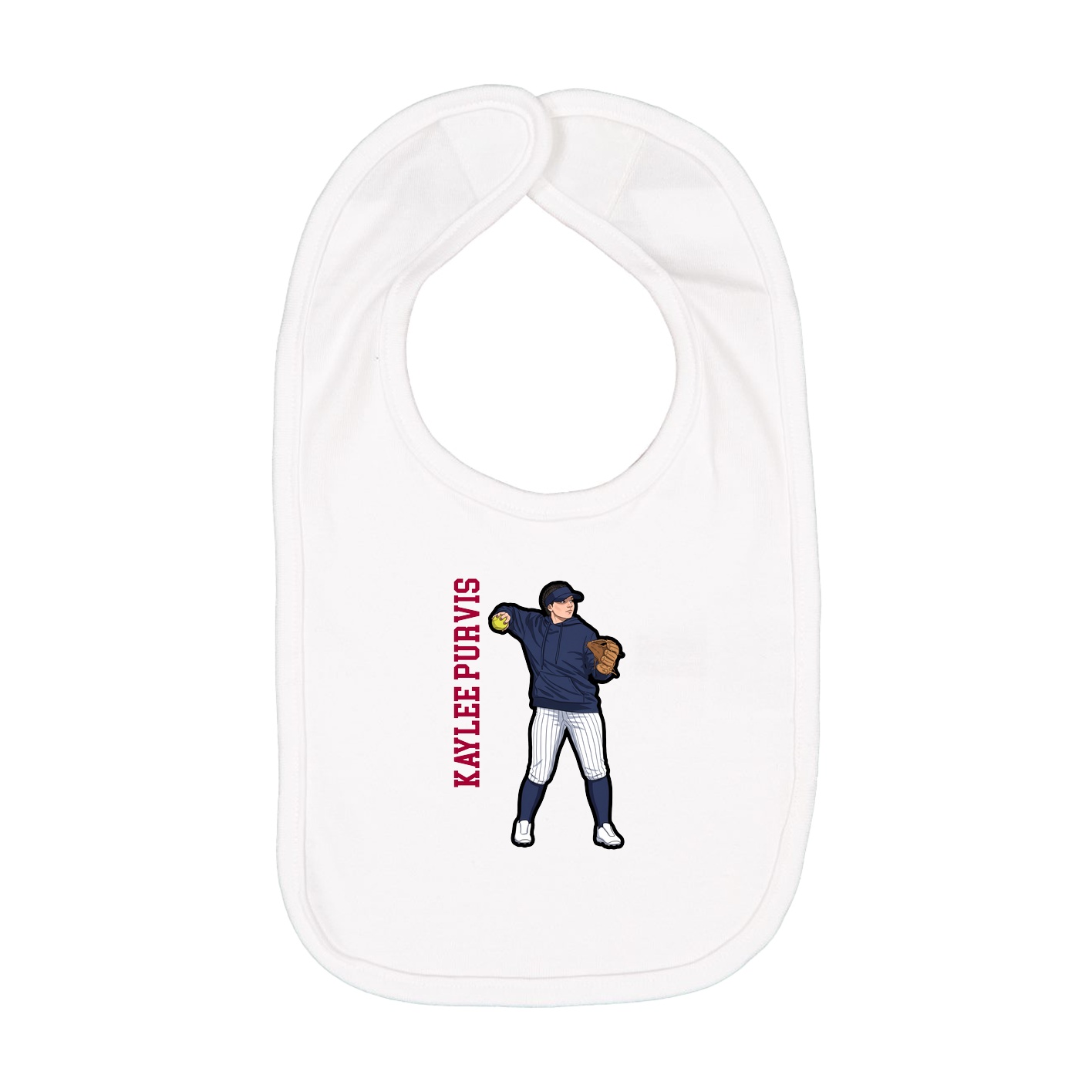 Infant Bib — Name Vertical in White