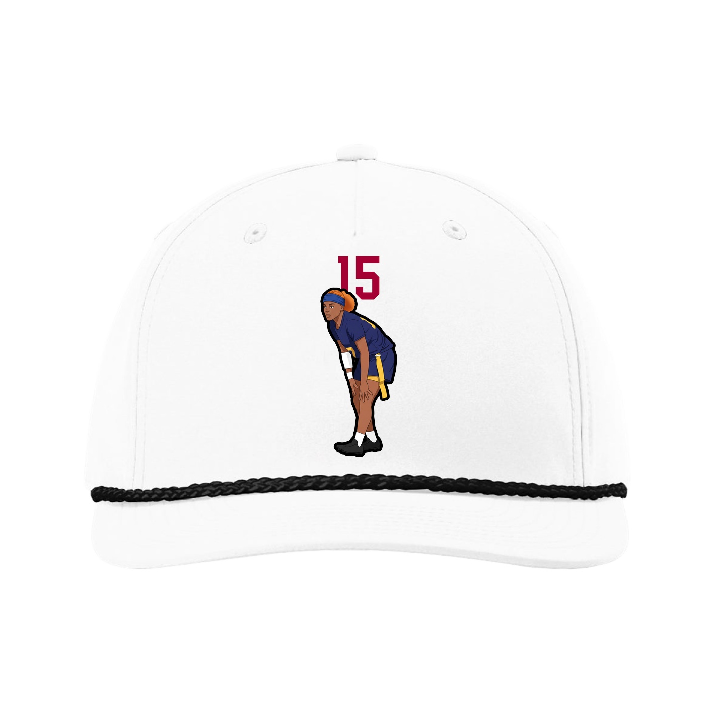 Five-Panel Classic Rope Cap — Number Top in White