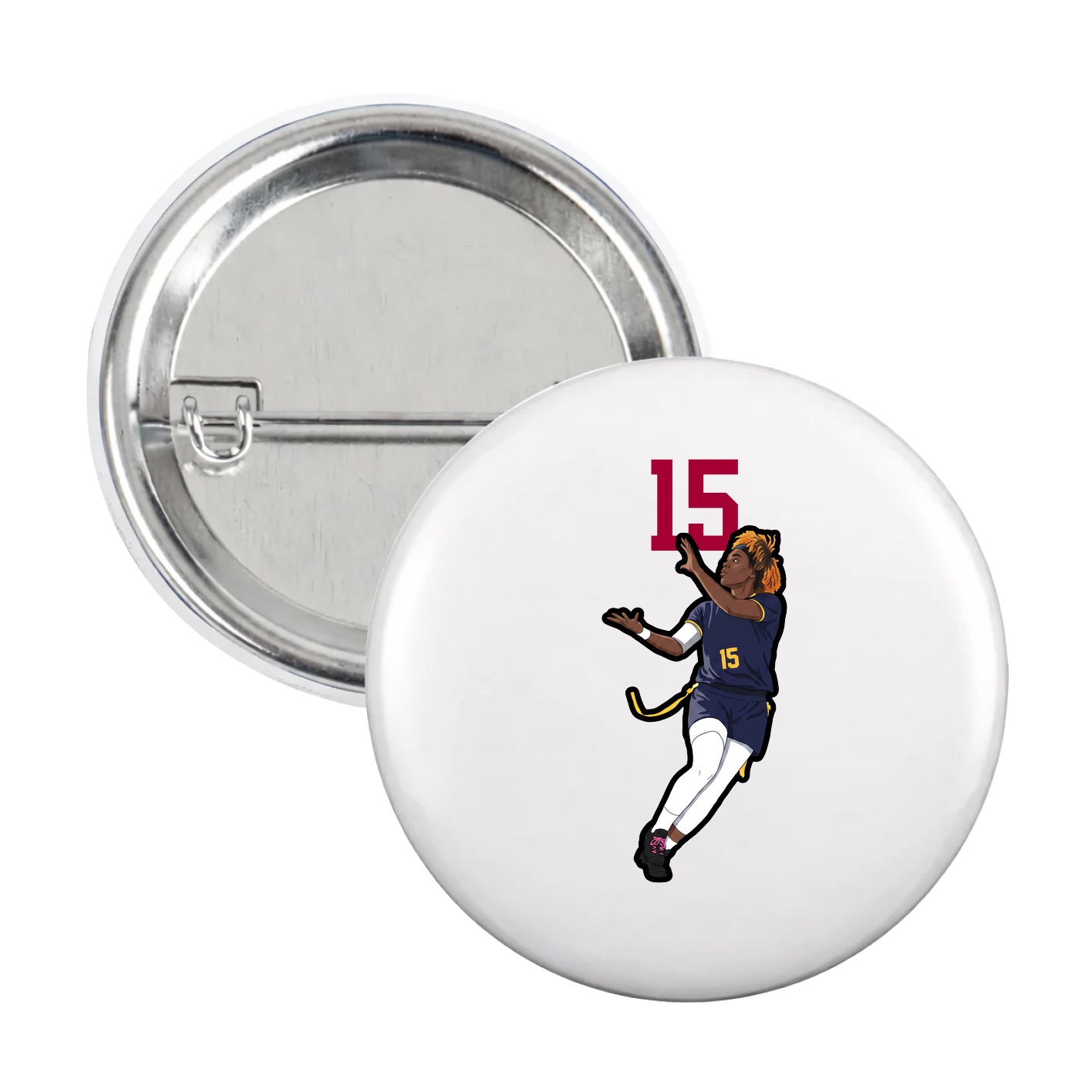 Game Day Button — Number Top in White