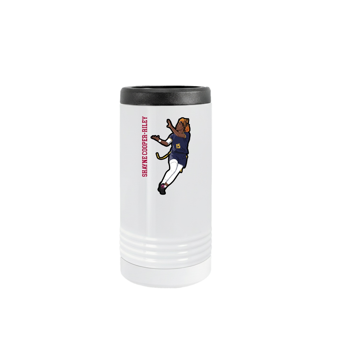 Slim Beverage Holder — Name Vertical in White