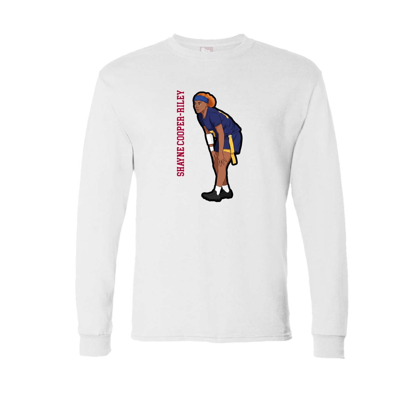 Long Sleeve Tee — Name Vertical in White