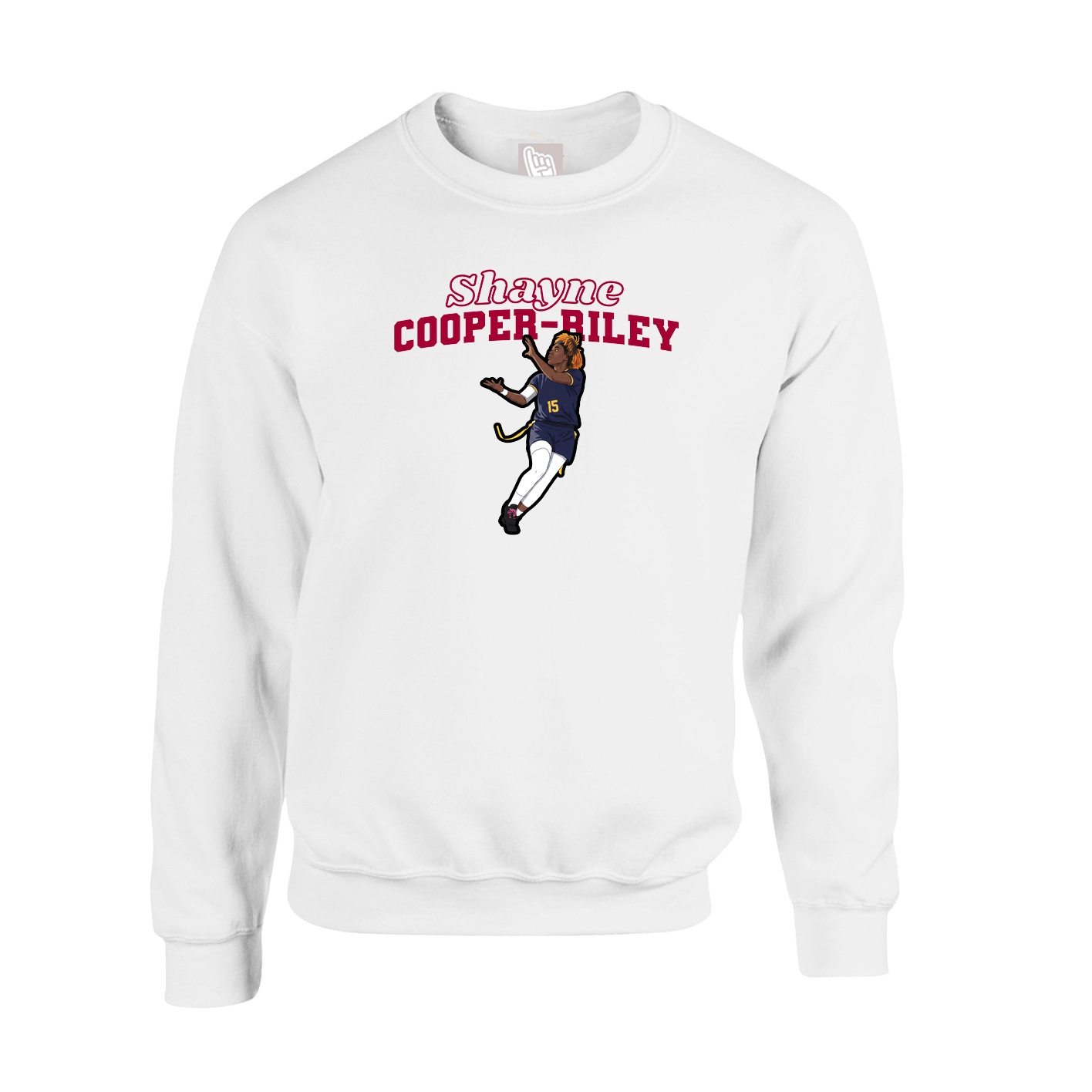 Fleece Crew — Name Arch in White