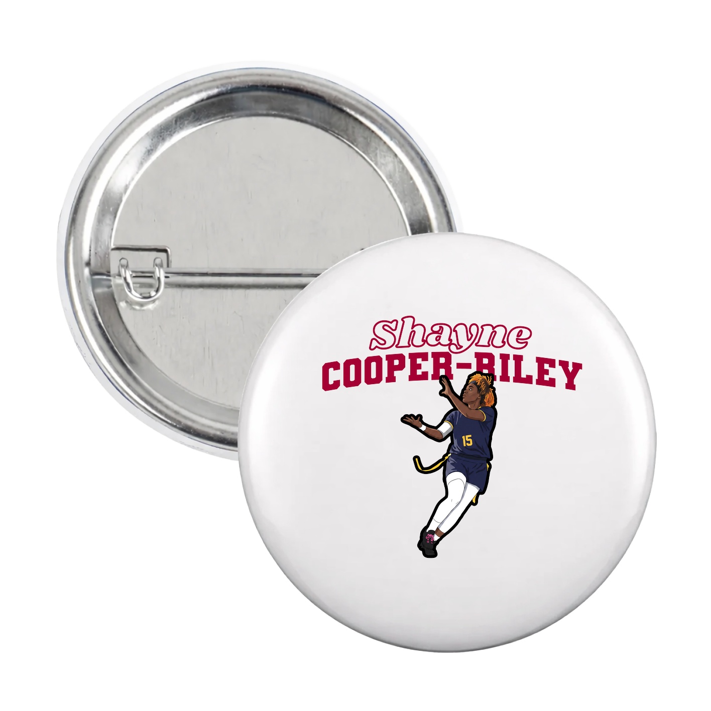 Game Day Button — Name Arch in White