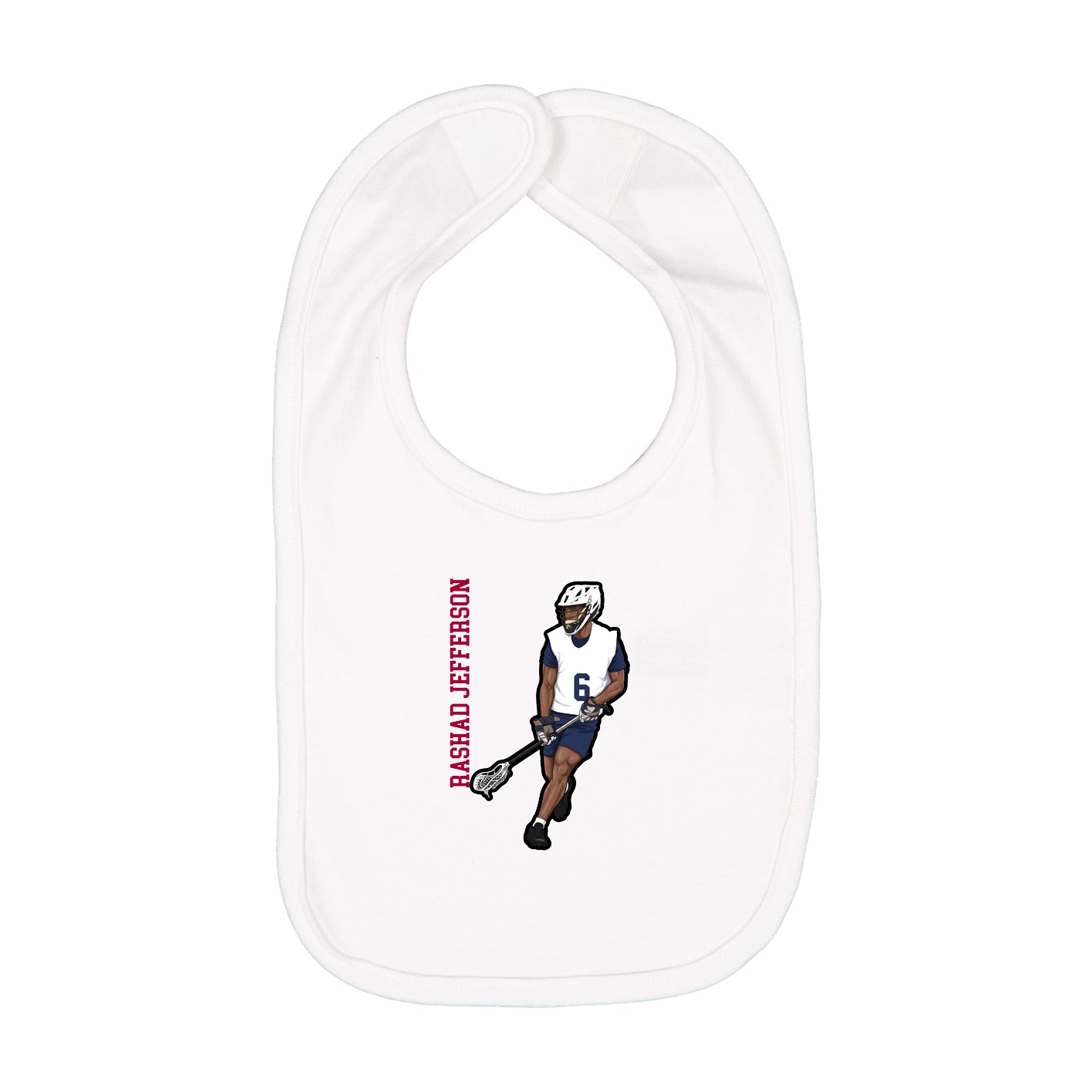 Infant Bib — Name Vertical in White