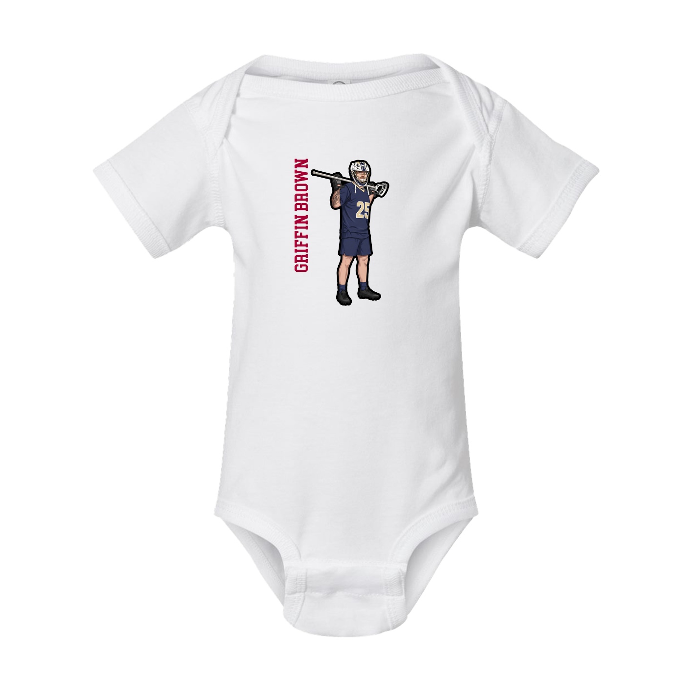 Baby Onesie — Name Vertical in White