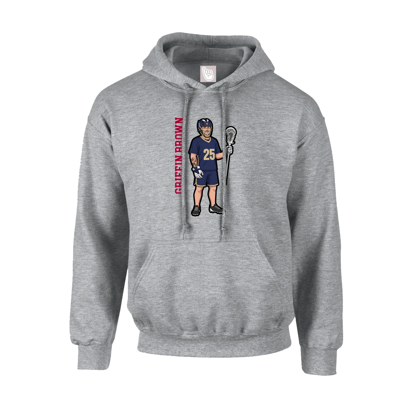 Hoodie — Name Vertical in Grey