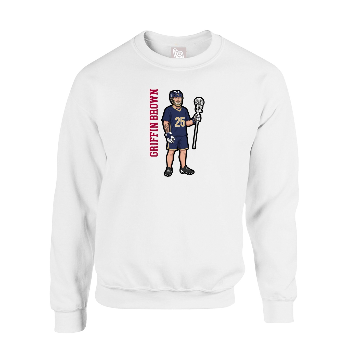 Fleece Crew — Name Vertical in White