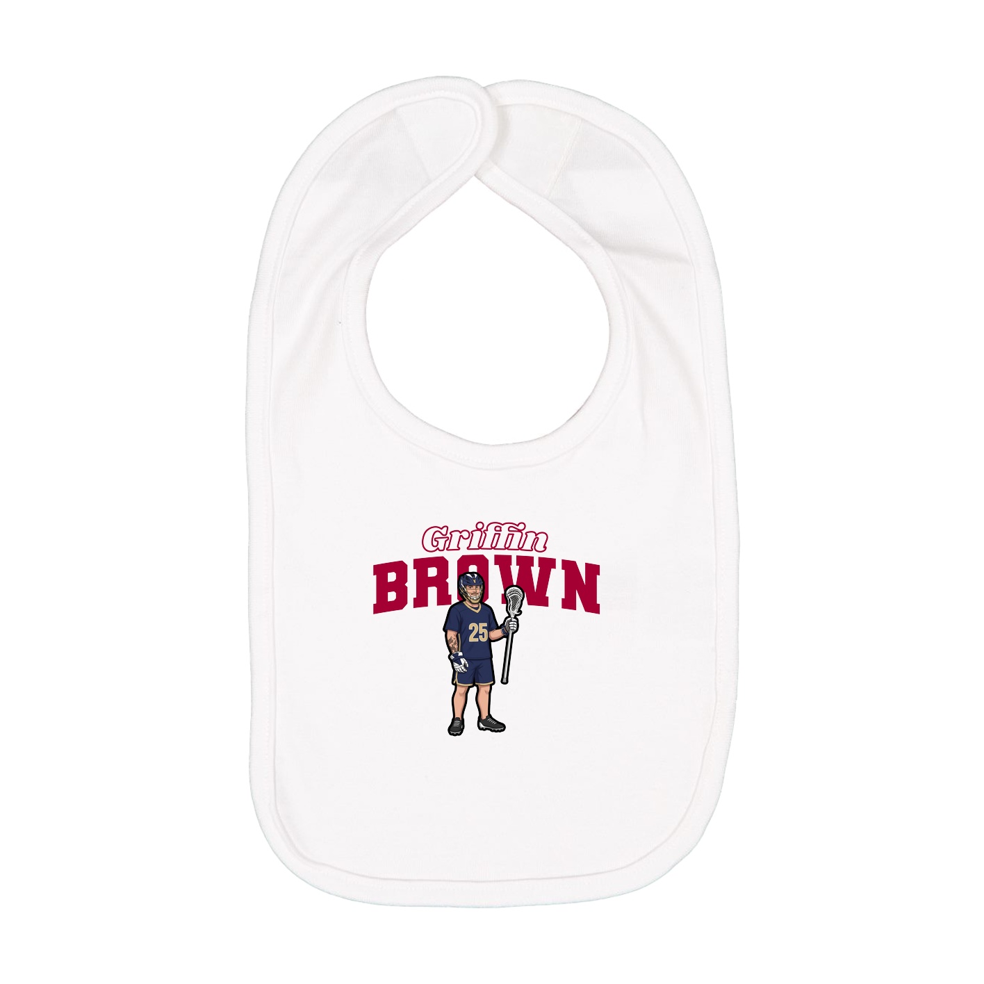 Infant Bib — Name Arch in White