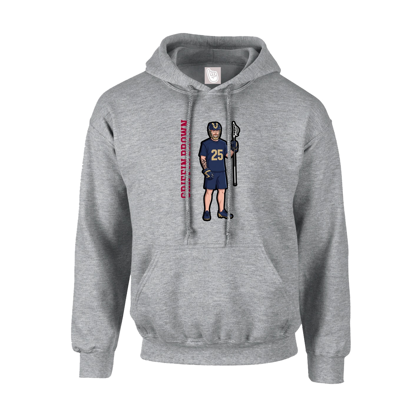 Youth Hoodie — Name Vertical in Grey