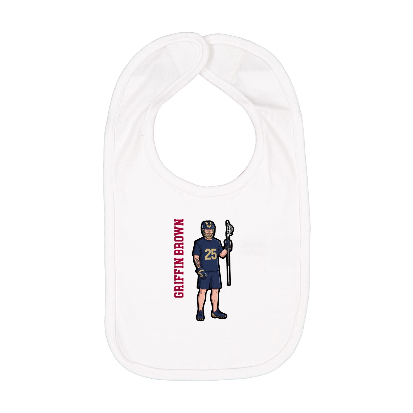 Infant Bib — Name Vertical in White
