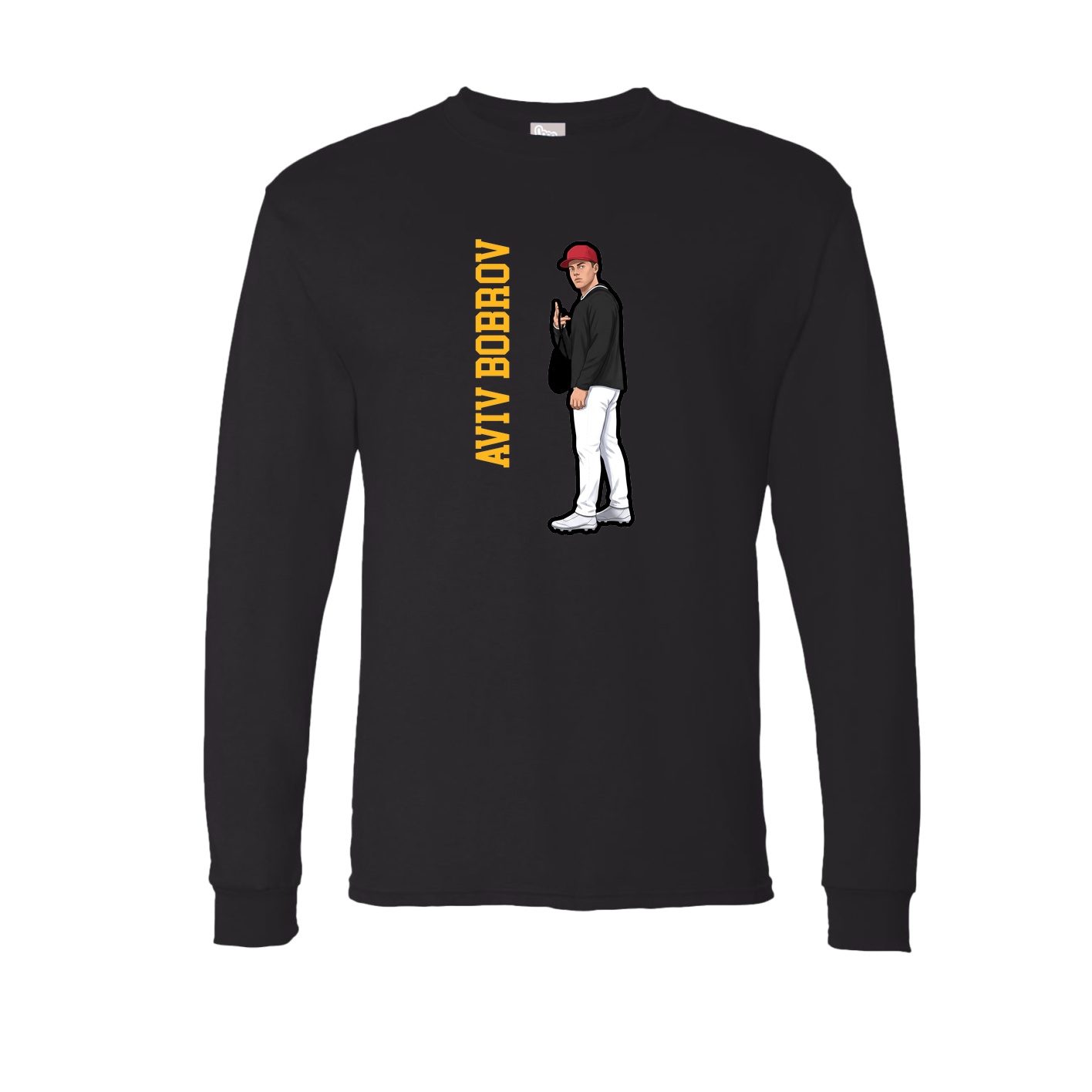 Long Sleeve Tee — Name Vertical in Black