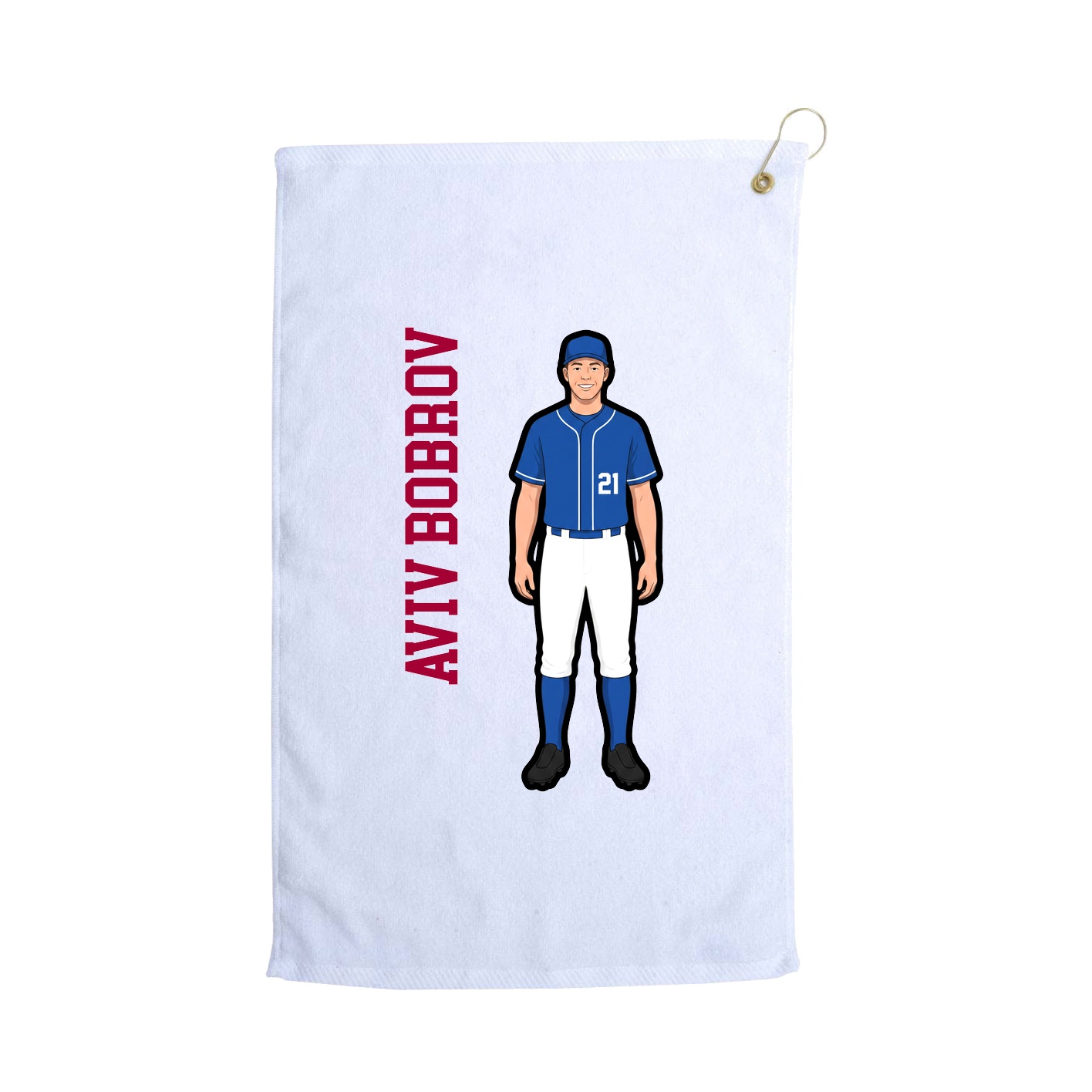Golf Towel — Name Vertical in White