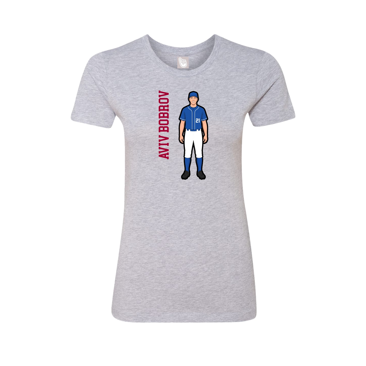 Fitted Women's Tee — Name Vertical in Grey