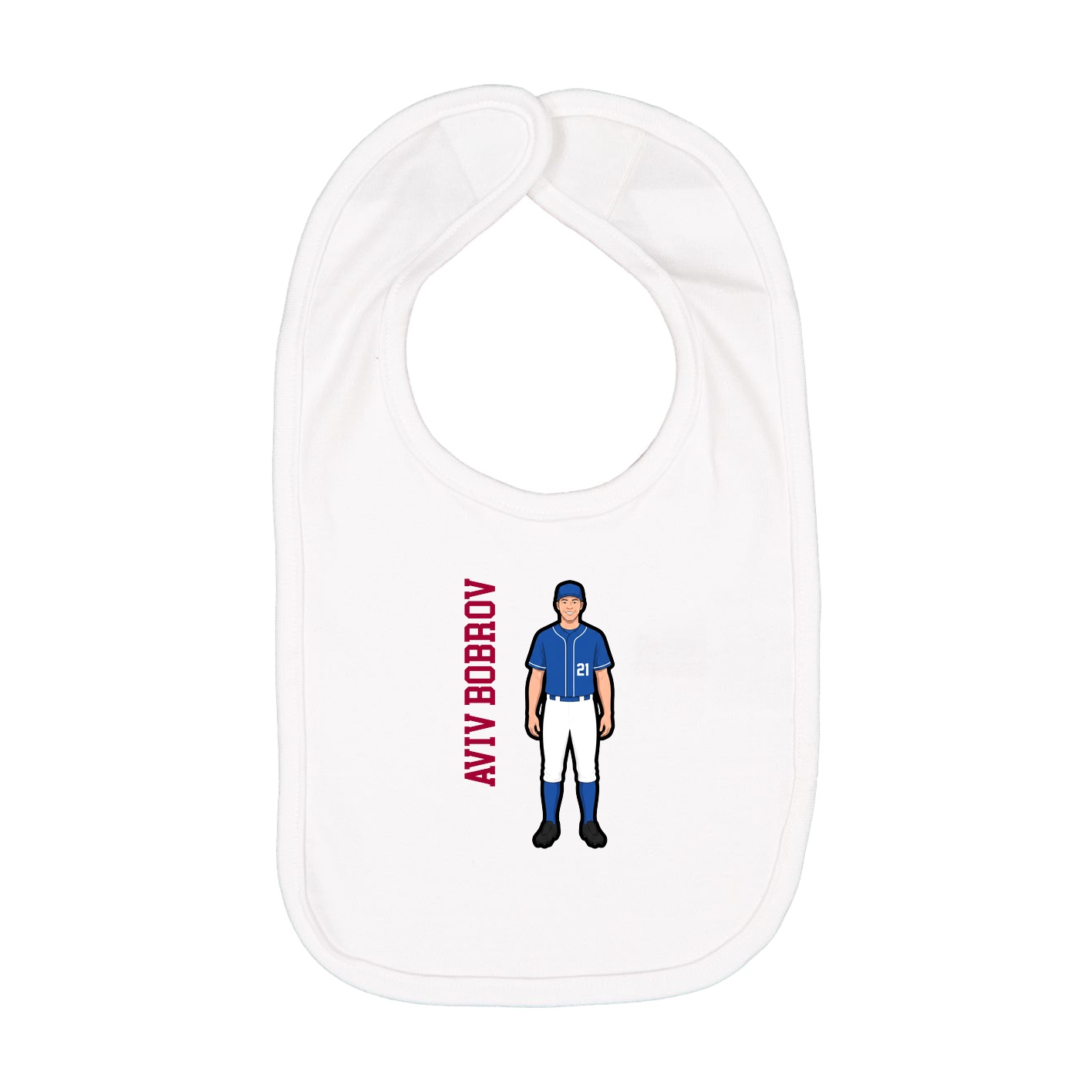 Infant Bib — Name Vertical in White