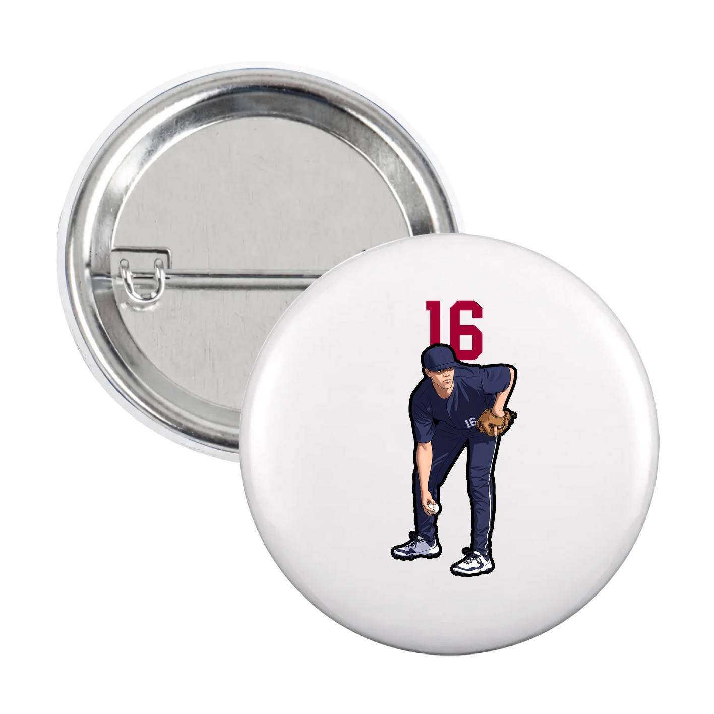 Game Day Button — Number Top in White