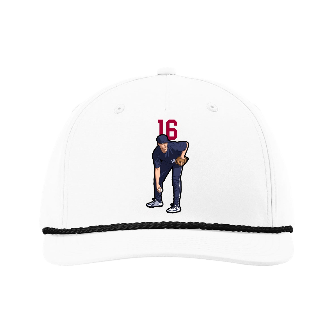 Five-Panel Classic Rope Cap — Number Top in White