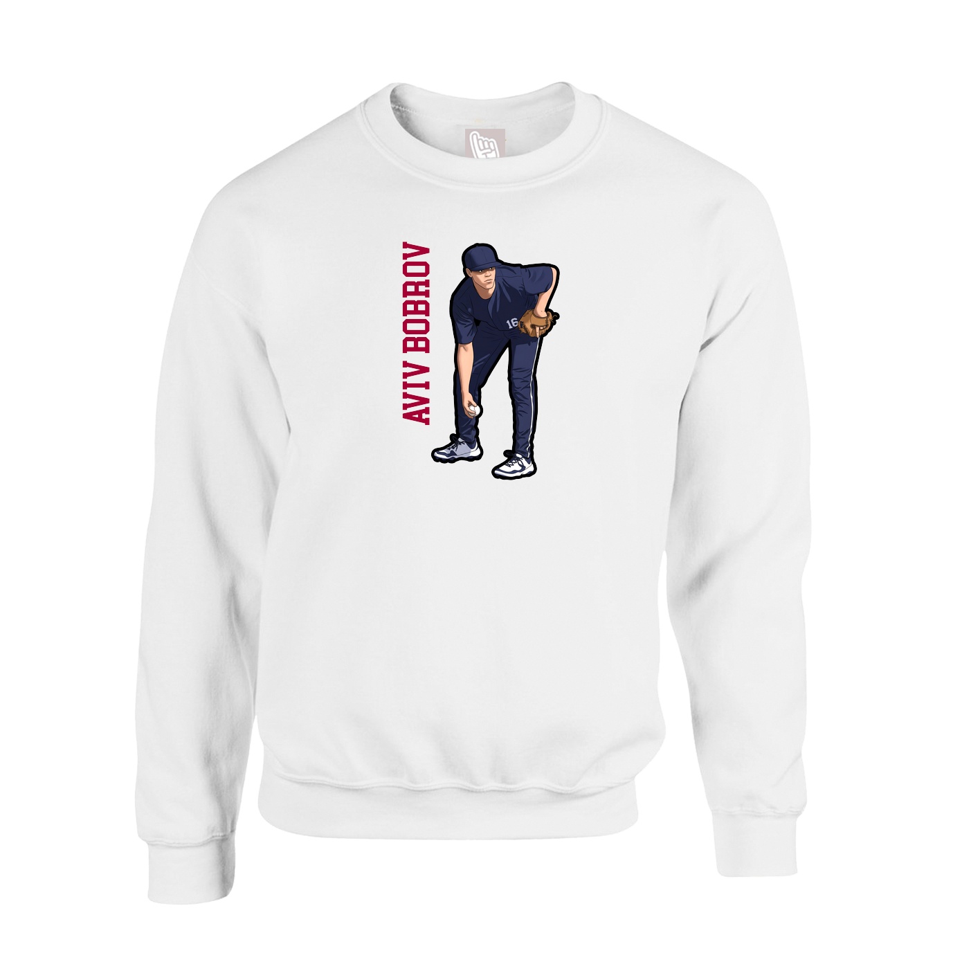 Fleece Crew — Name Vertical in White