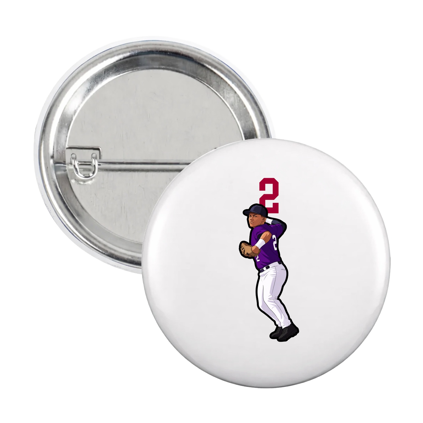 Game Day Button — Number Top in White