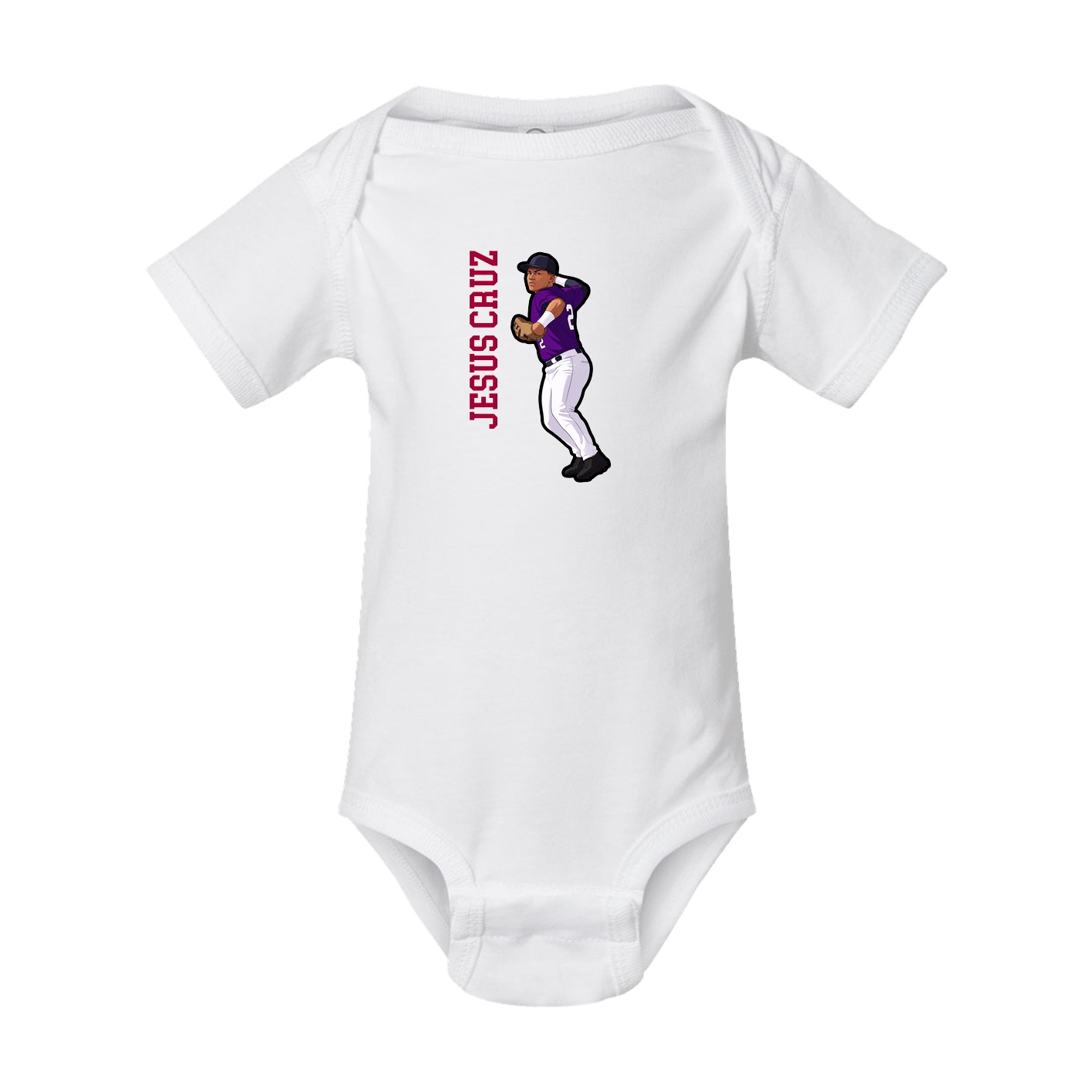 Baby Onesie — Name Vertical in White