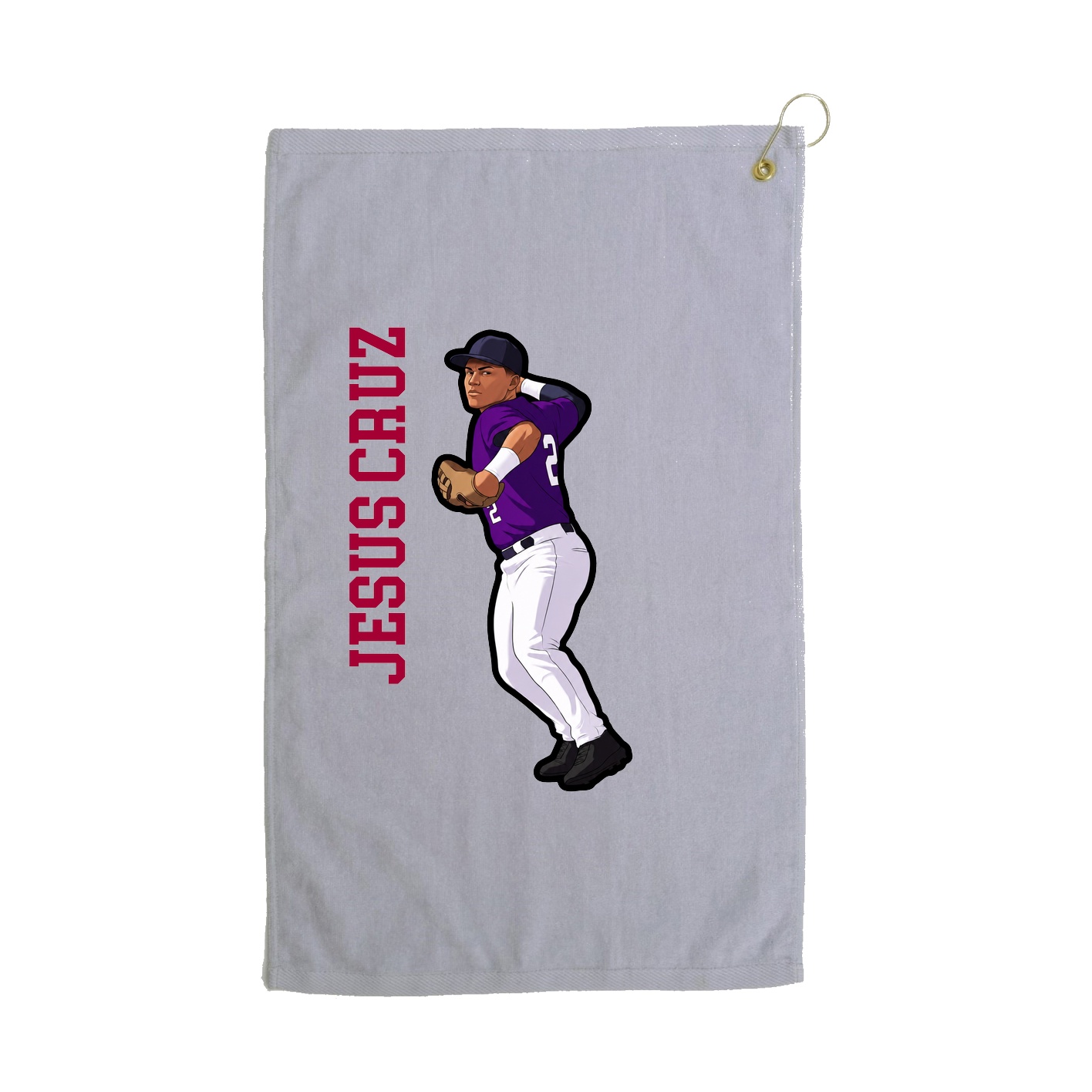 Golf Towel — Name Vertical in Grey