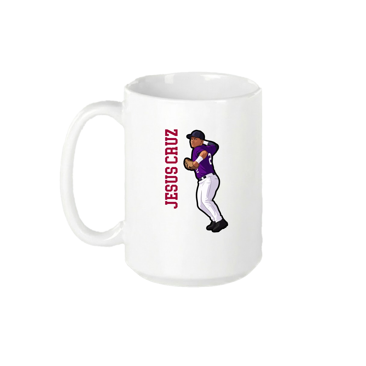 15oz Coffee Mug — Name Vertical in White