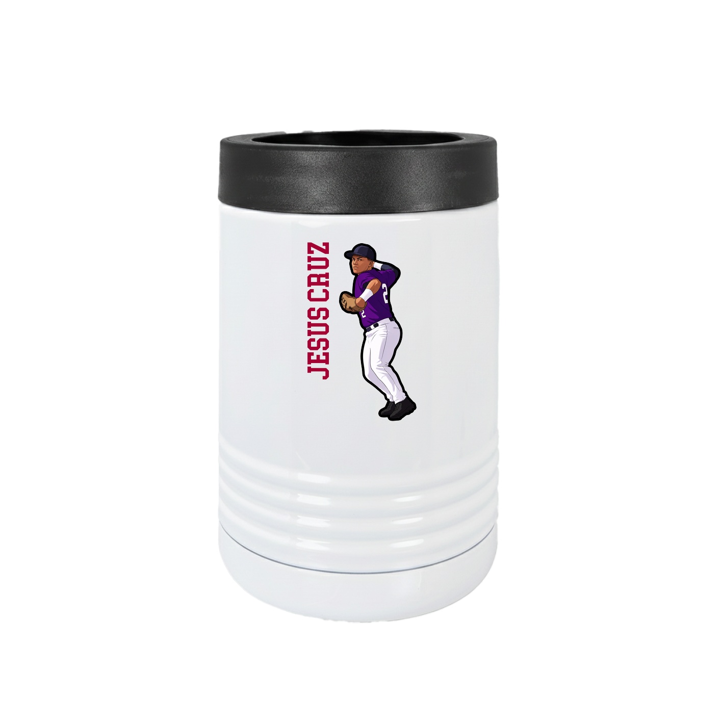 Beverage Holder — Name Vertical in White
