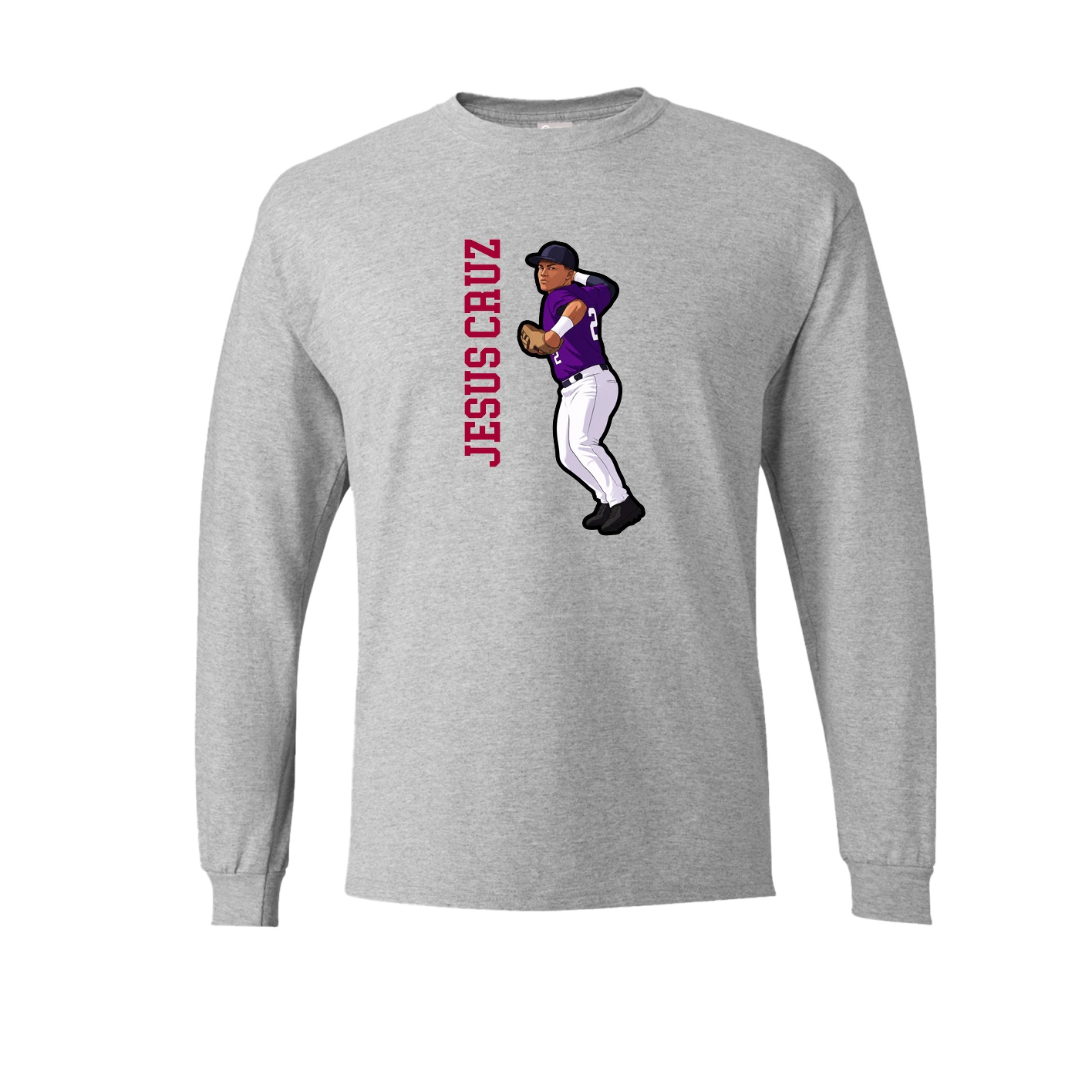 Long Sleeve Tee — Name Vertical in Grey
