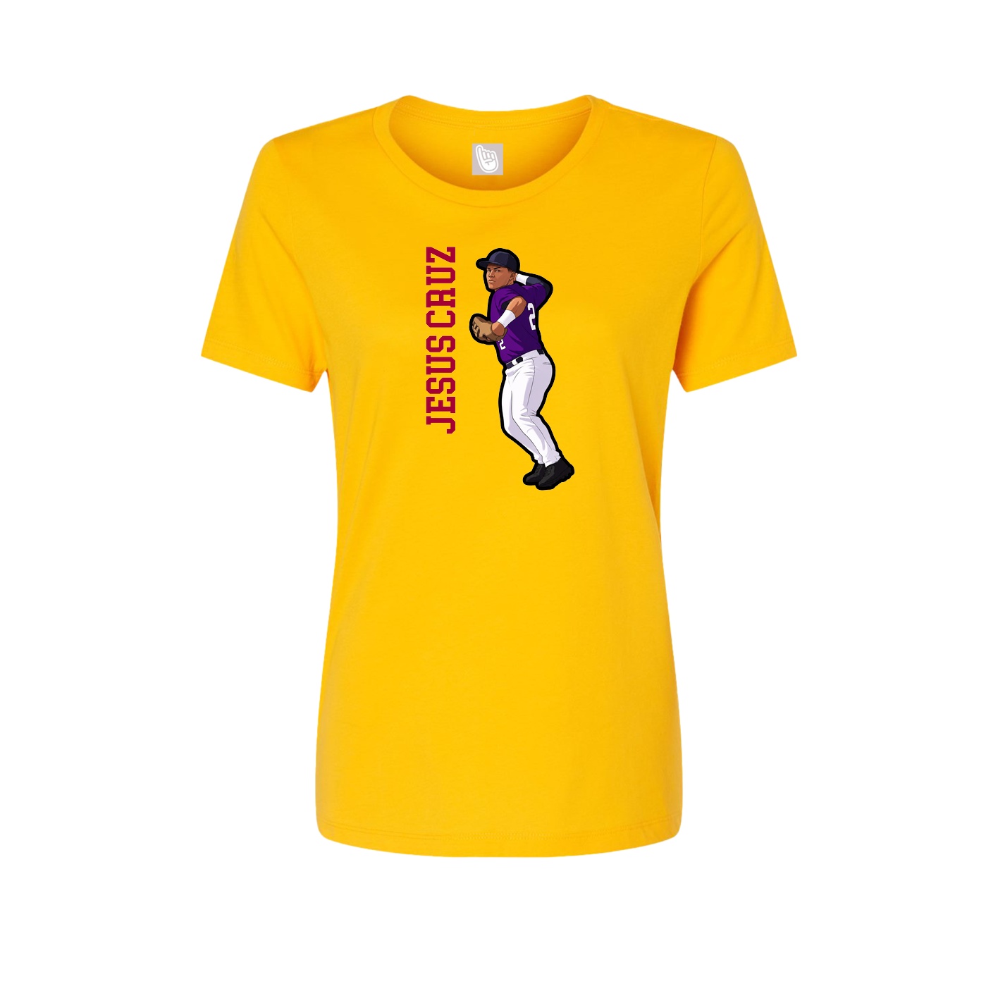 Fitted Women's Tee — Name Vertical in Gold
