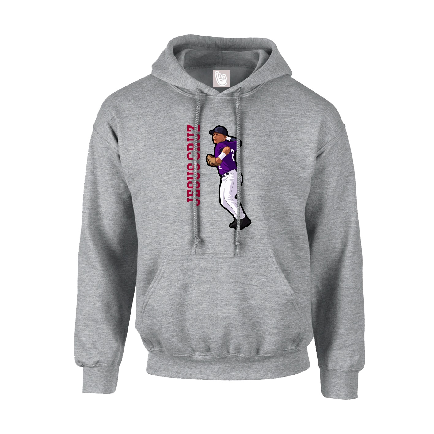 Hoodie — Name Vertical in Grey