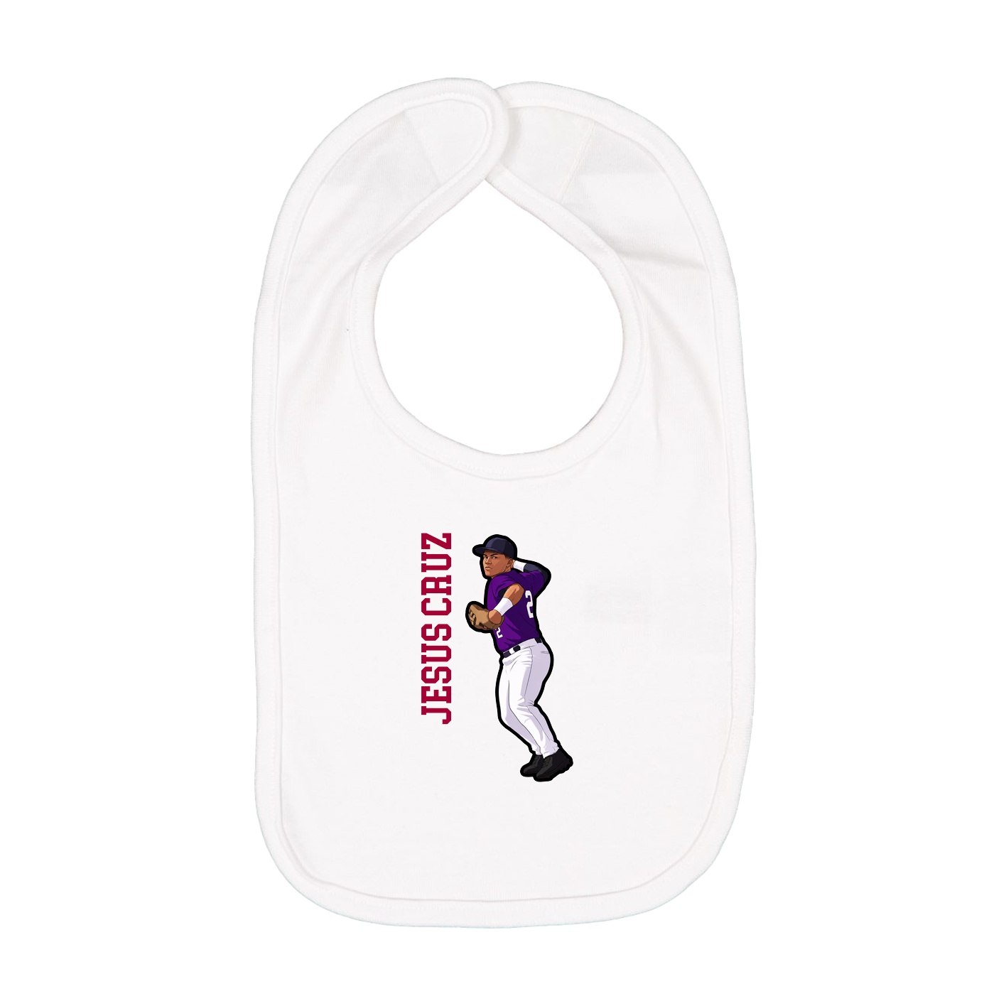 Infant Bib — Name Vertical in White