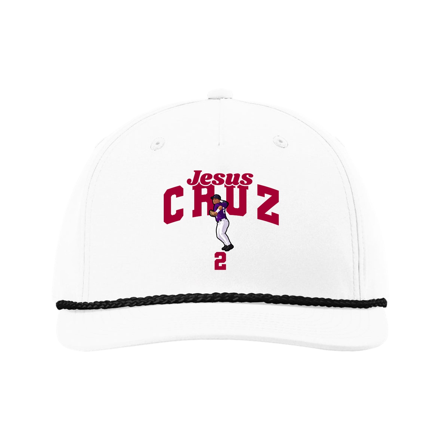 Five-Panel Classic Rope Cap — Signature Arch in White
