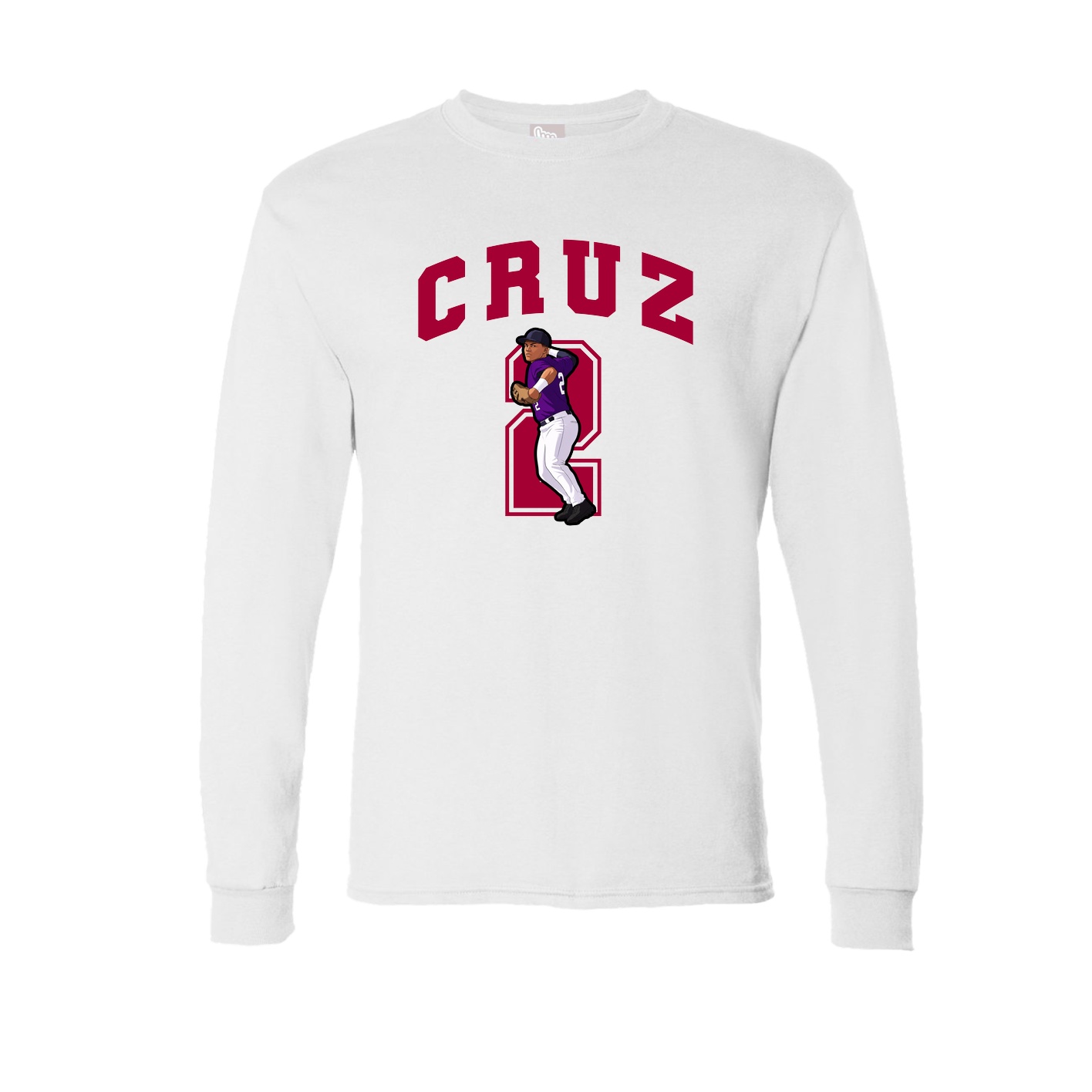 Long Sleeve Tee — Number in White