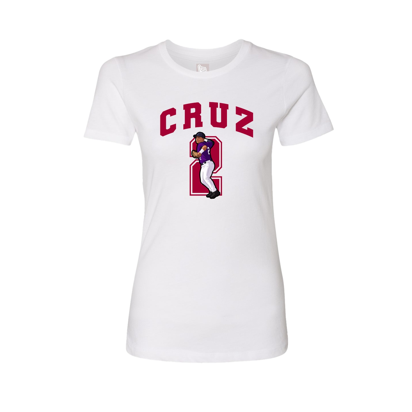 Fitted Women's Tee — Number in White