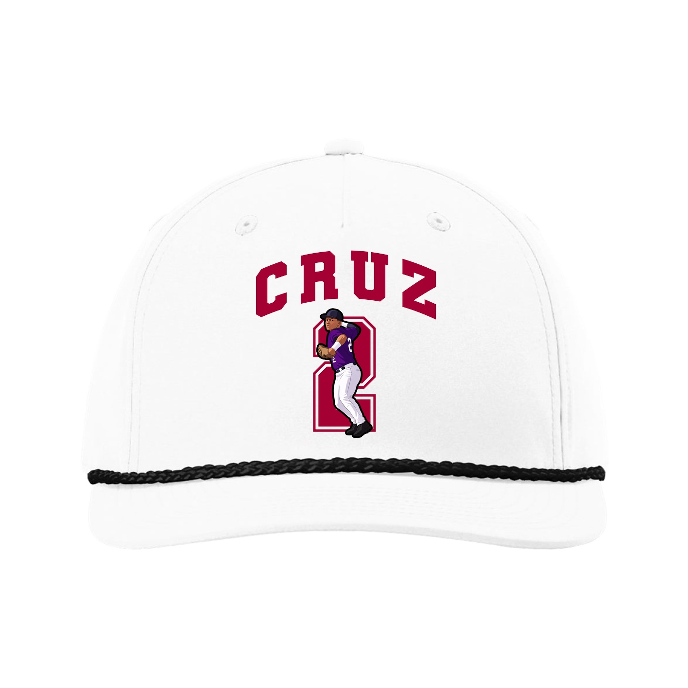 Five-Panel Classic Rope Cap — Number in White