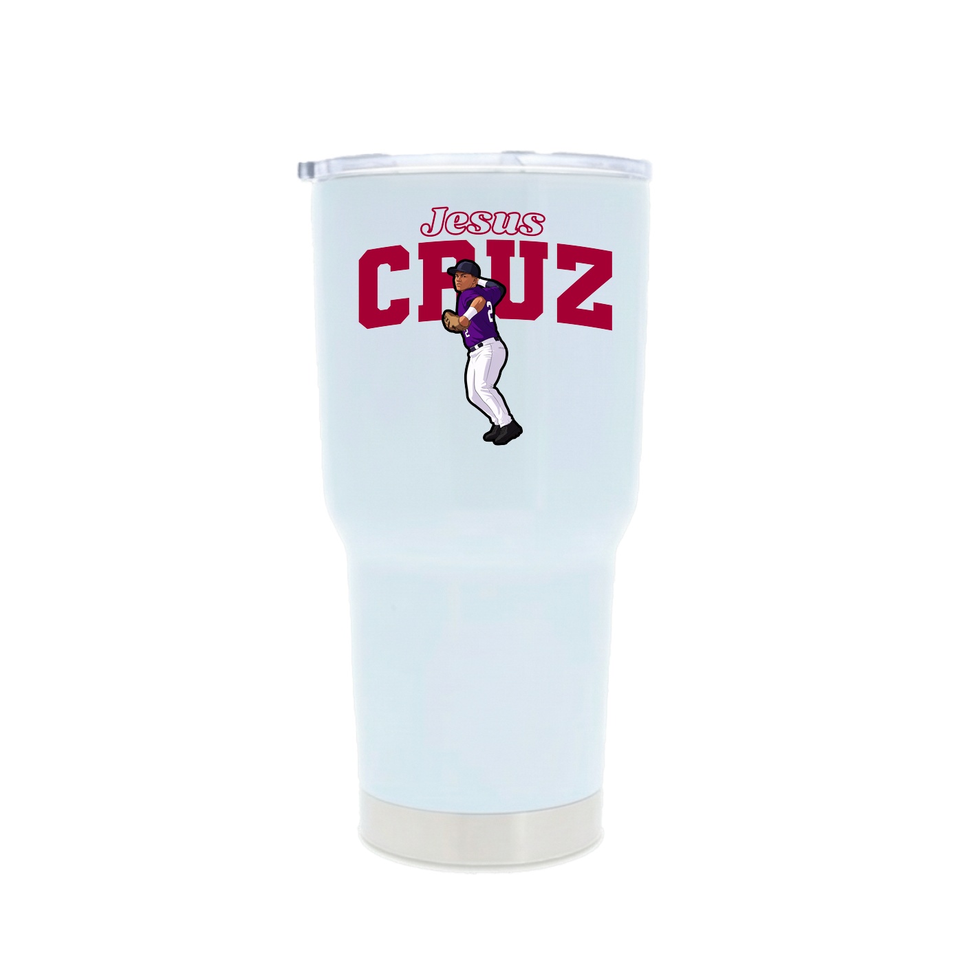 30oz Stainless Steel Tumbler — Name Arch in White