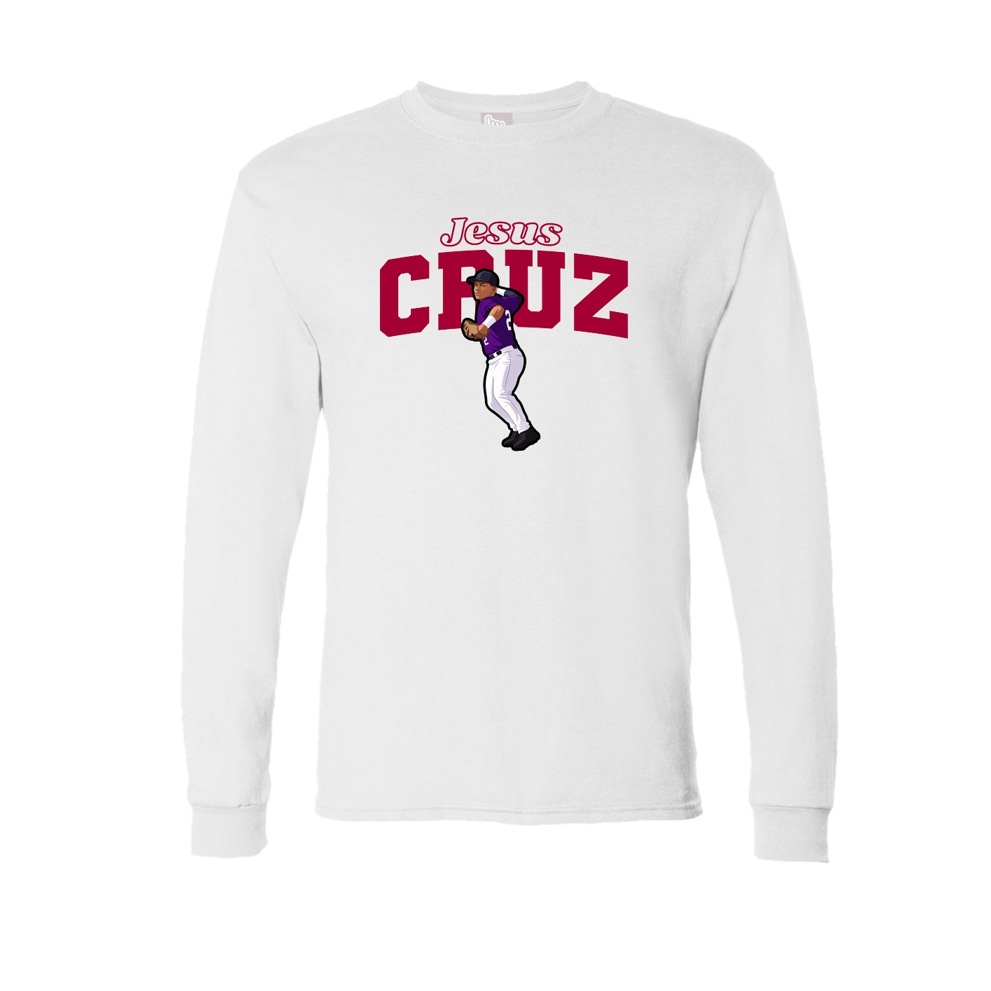 Long Sleeve Tee — Name Arch in White